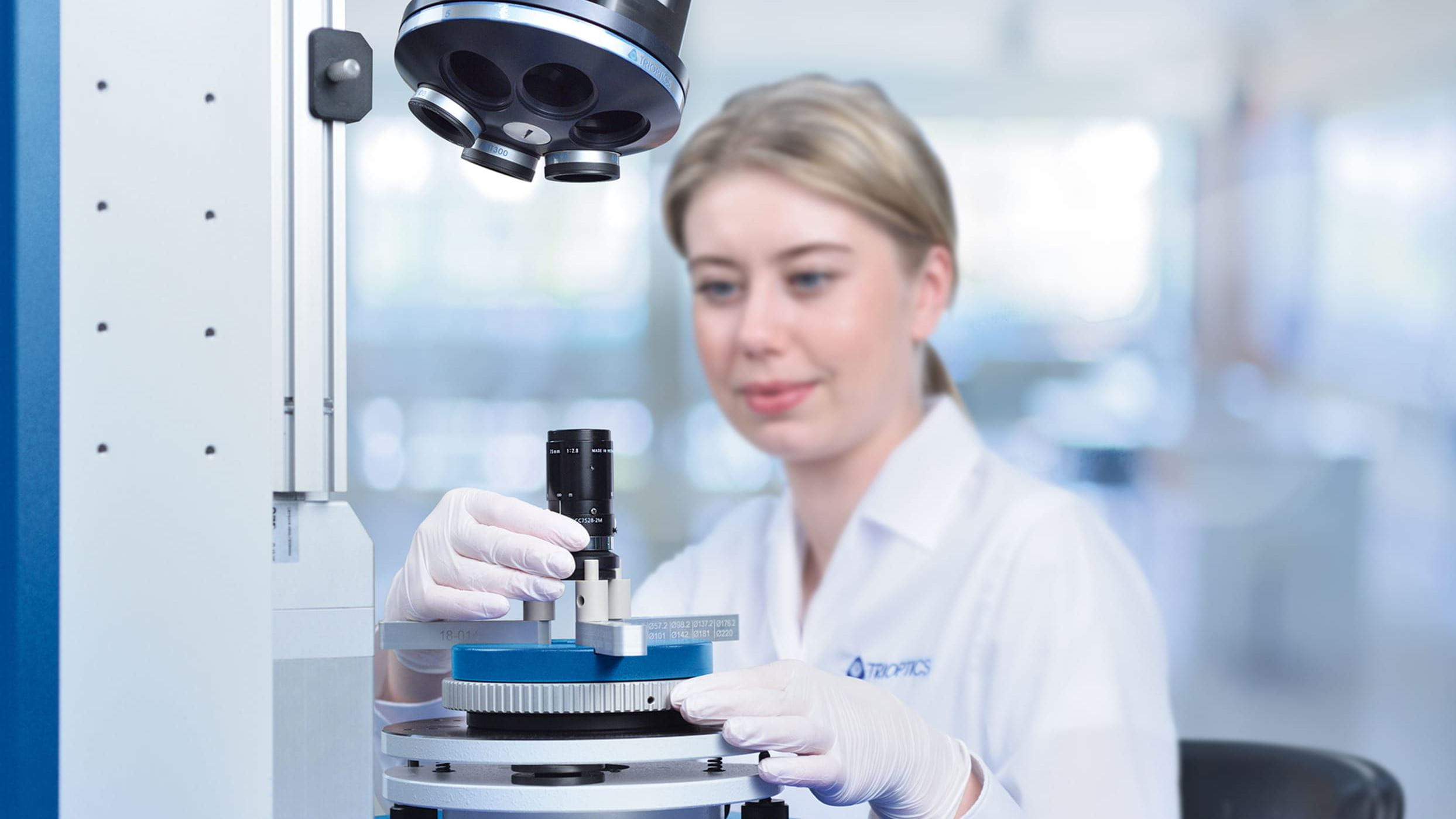 Woman does a measurement on the machine
